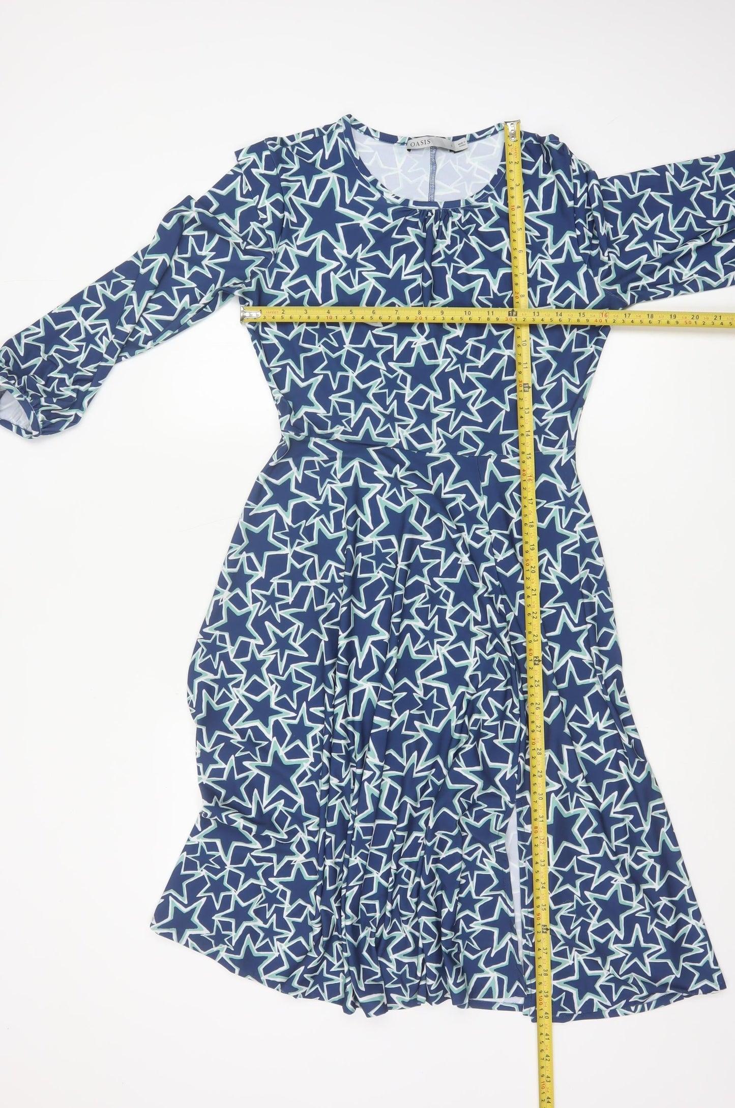 Oasis Women’s Blue Star Print Fit & Flare Knee Length Dress Size S