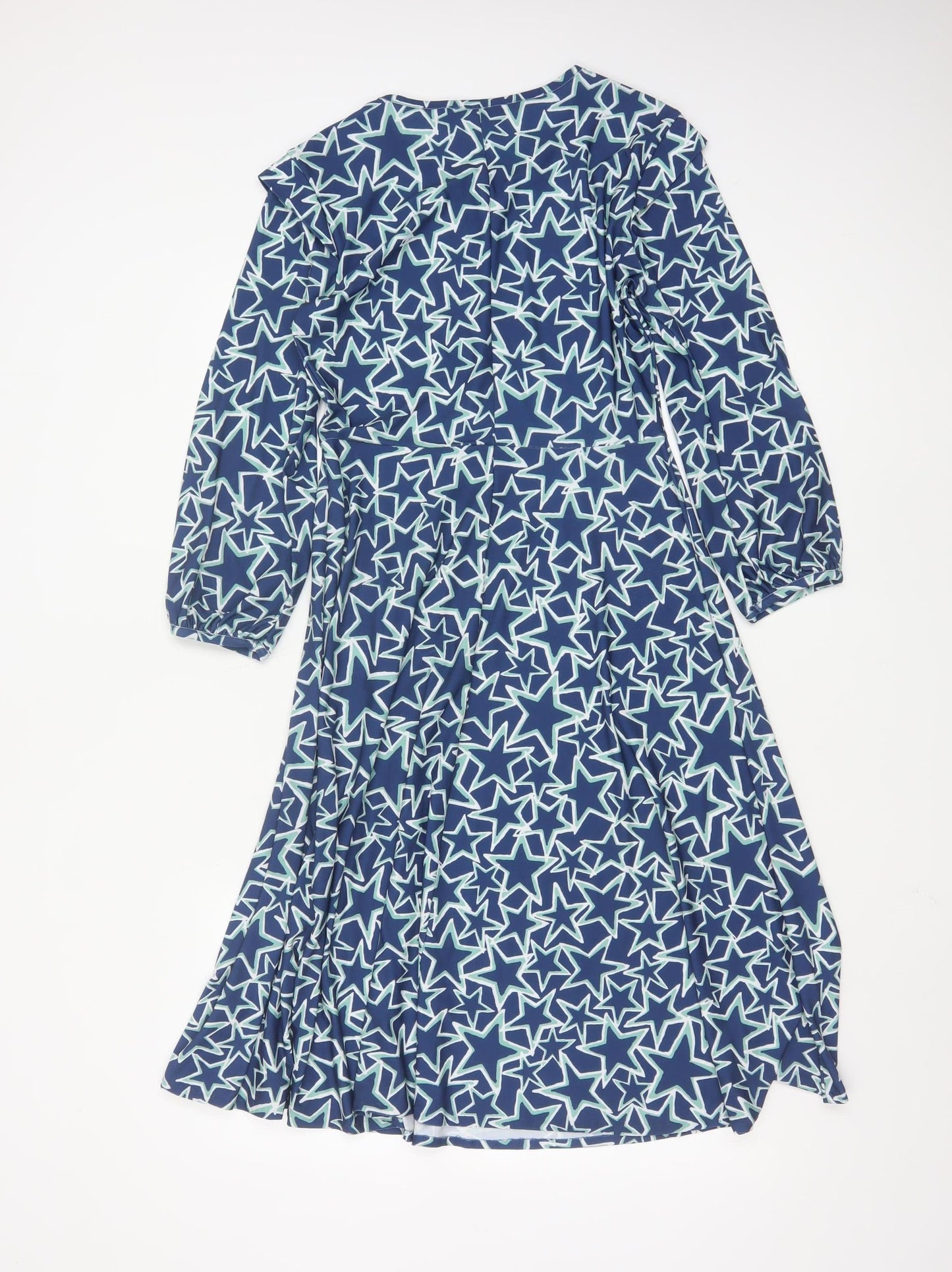 Oasis Women’s Blue Star Print Fit & Flare Knee Length Dress Size S