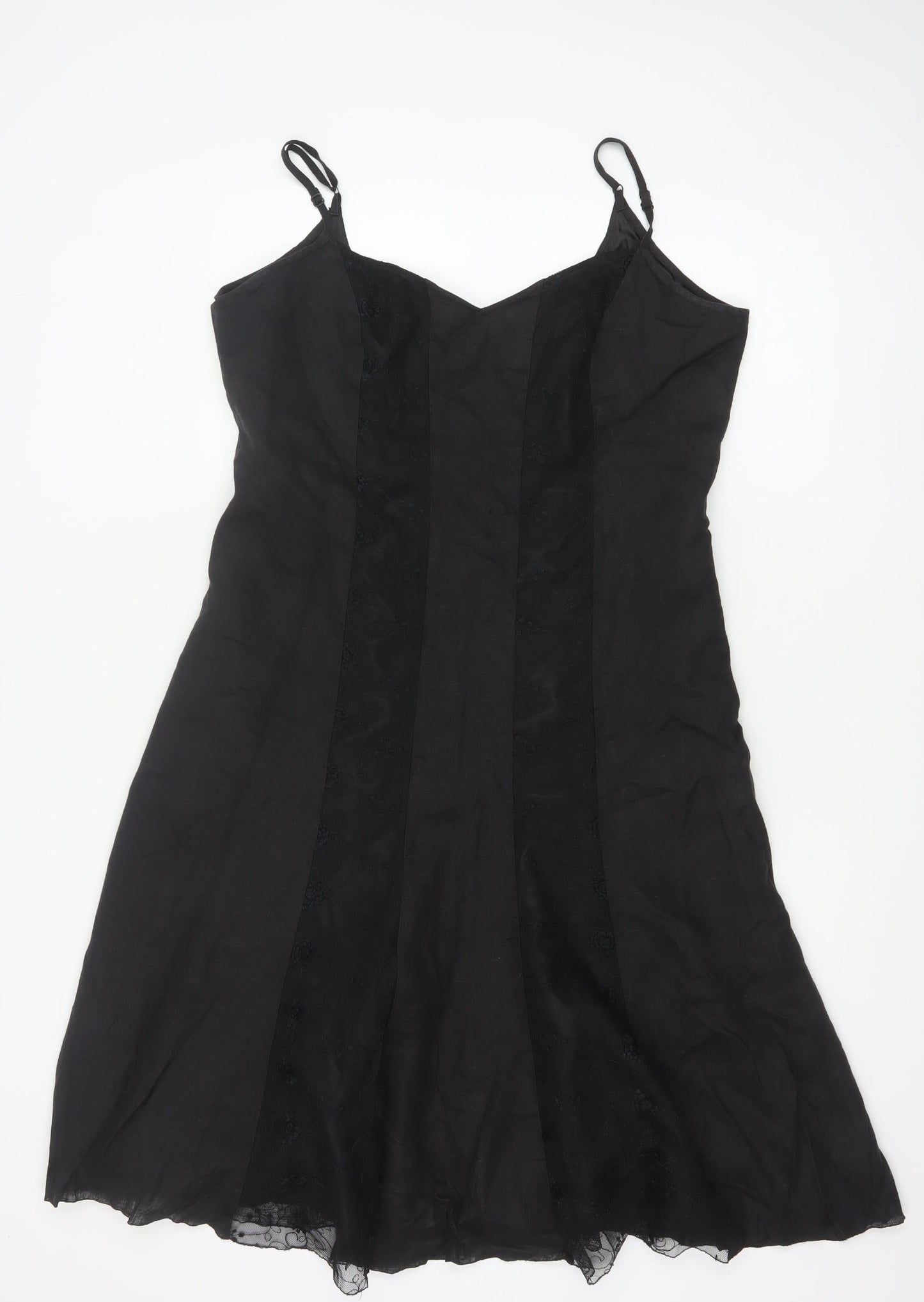 Marks and Spencer Women’s Black Linen Blend Slip Dress Size 16