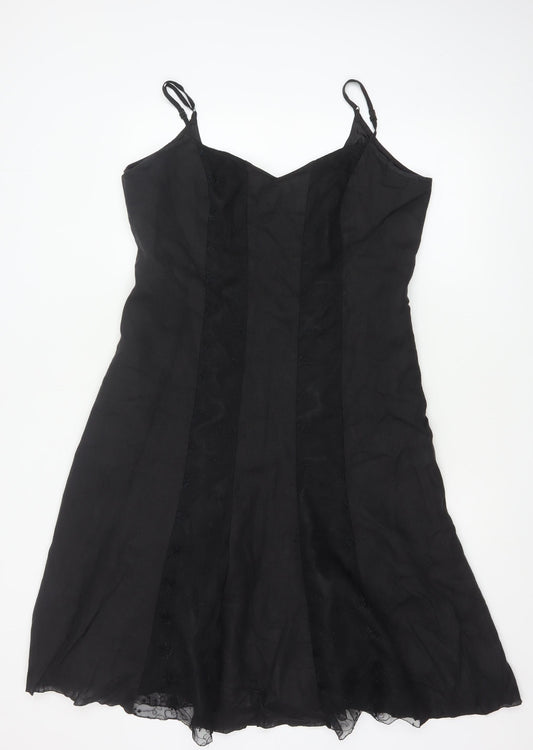 Marks and Spencer Women’s Black Linen Blend Slip Dress Size 16