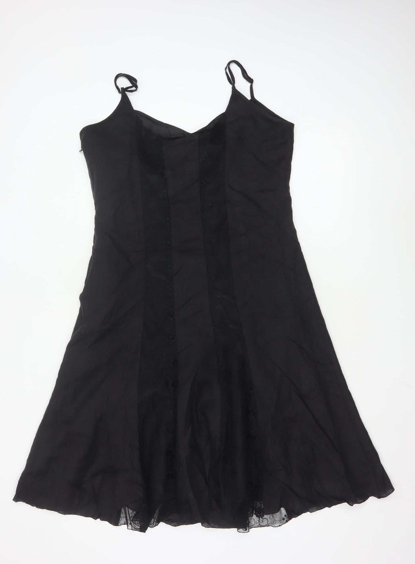 Marks and Spencer Women’s Black Linen Blend Slip Dress Size 16