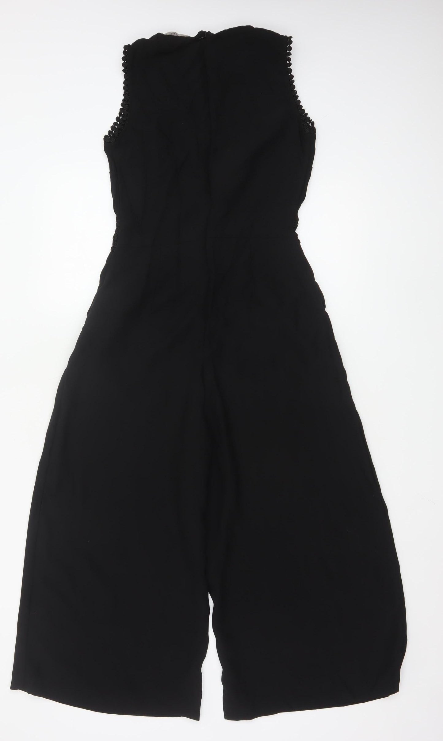 Zara Basic Women Black Sleeveless Lace Trim Jumpsuit Size S