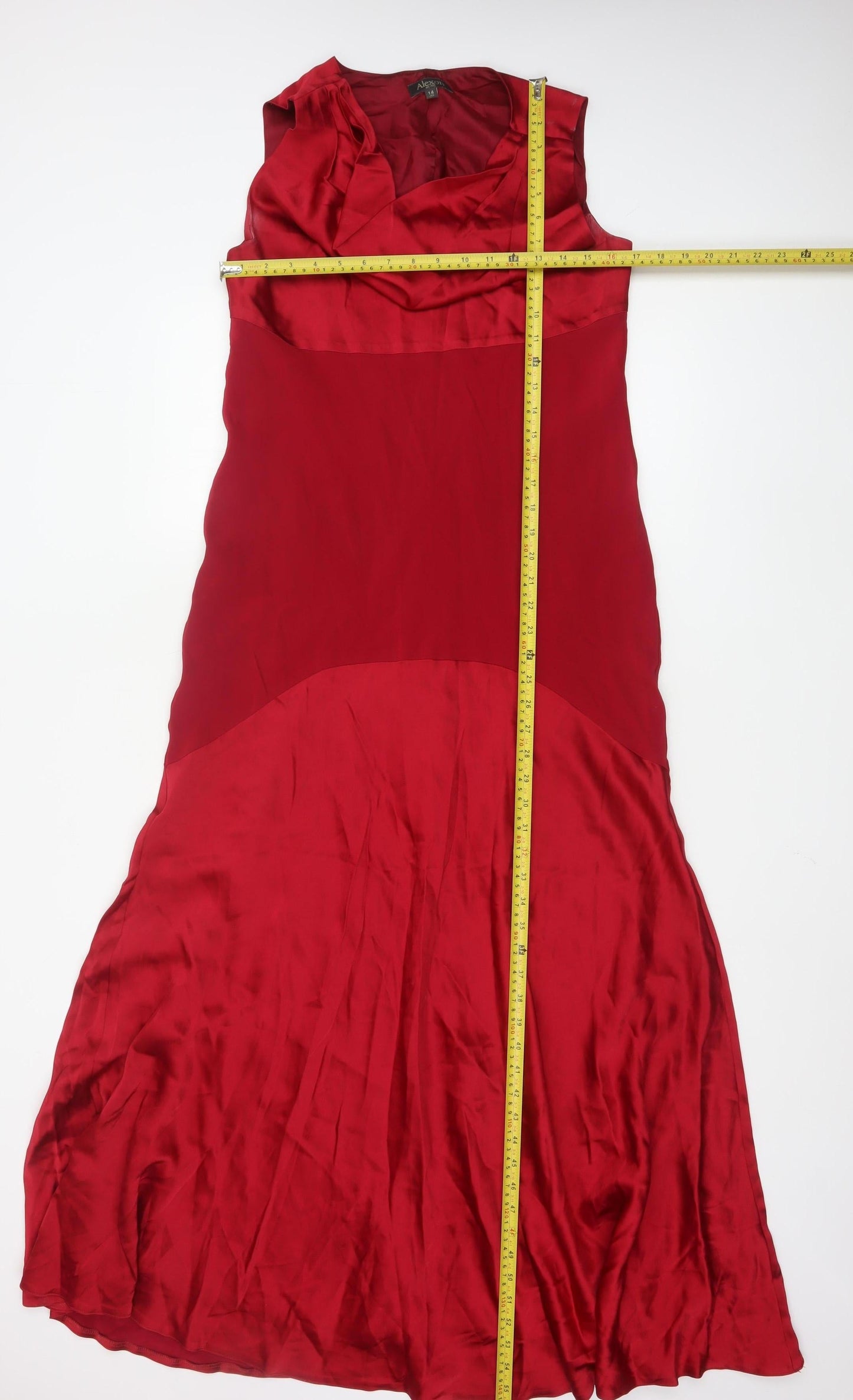 Alexon Women Red Silk Sleeveless Long Fit & Flare Dress Size 14