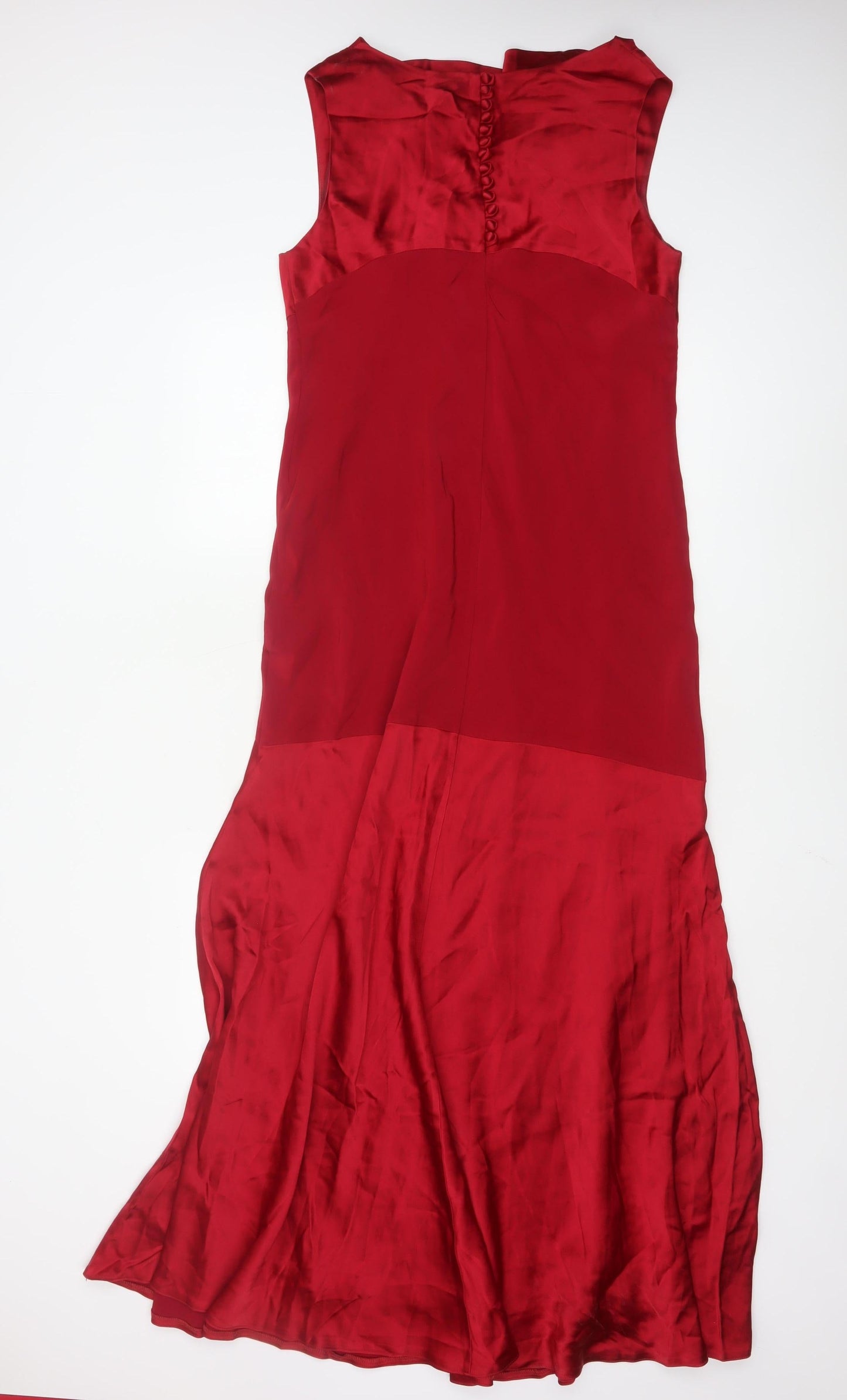 Alexon Women Red Silk Sleeveless Long Fit & Flare Dress Size 14