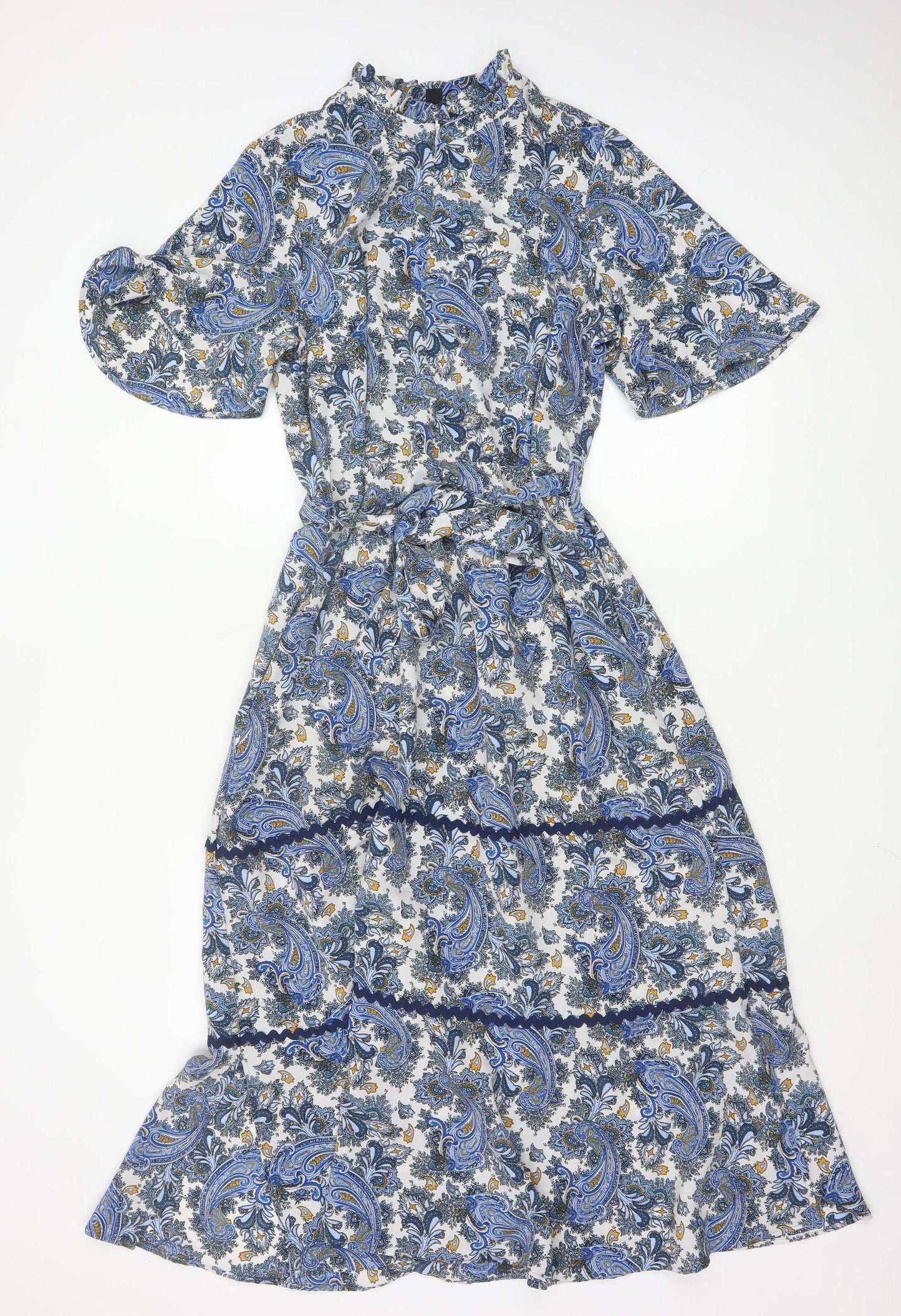 Next Women's Blue Paisley Midi Fit & Flare Dress Size 10