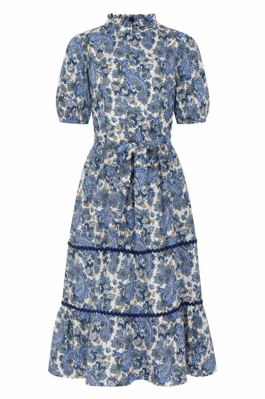 Next Women's Blue Paisley Midi Fit & Flare Dress Size 10