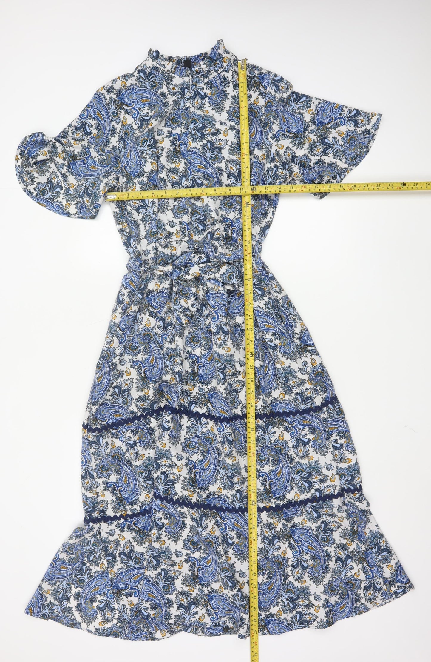 Next Women's Blue Paisley Midi Fit & Flare Dress Size 10