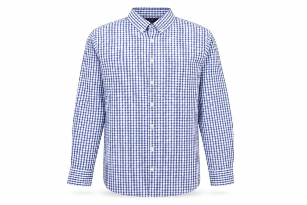 Marks & Spencer Men's Blue Check Tailored Cotton Button-Up Shirt M