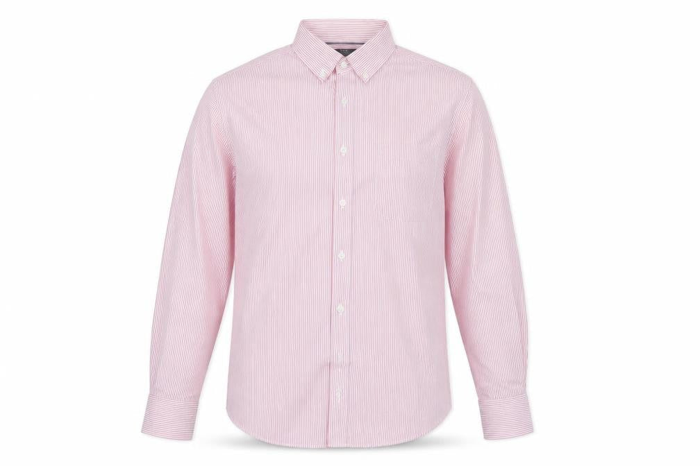 Marks & Spencer Men’s Pink Striped Tailored Cotton Oxford Shirt M