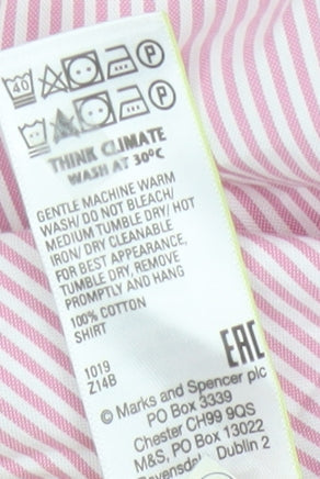 Marks and Spencer Men’s Pink Striped Tailored Cotton Oxford Shirt M