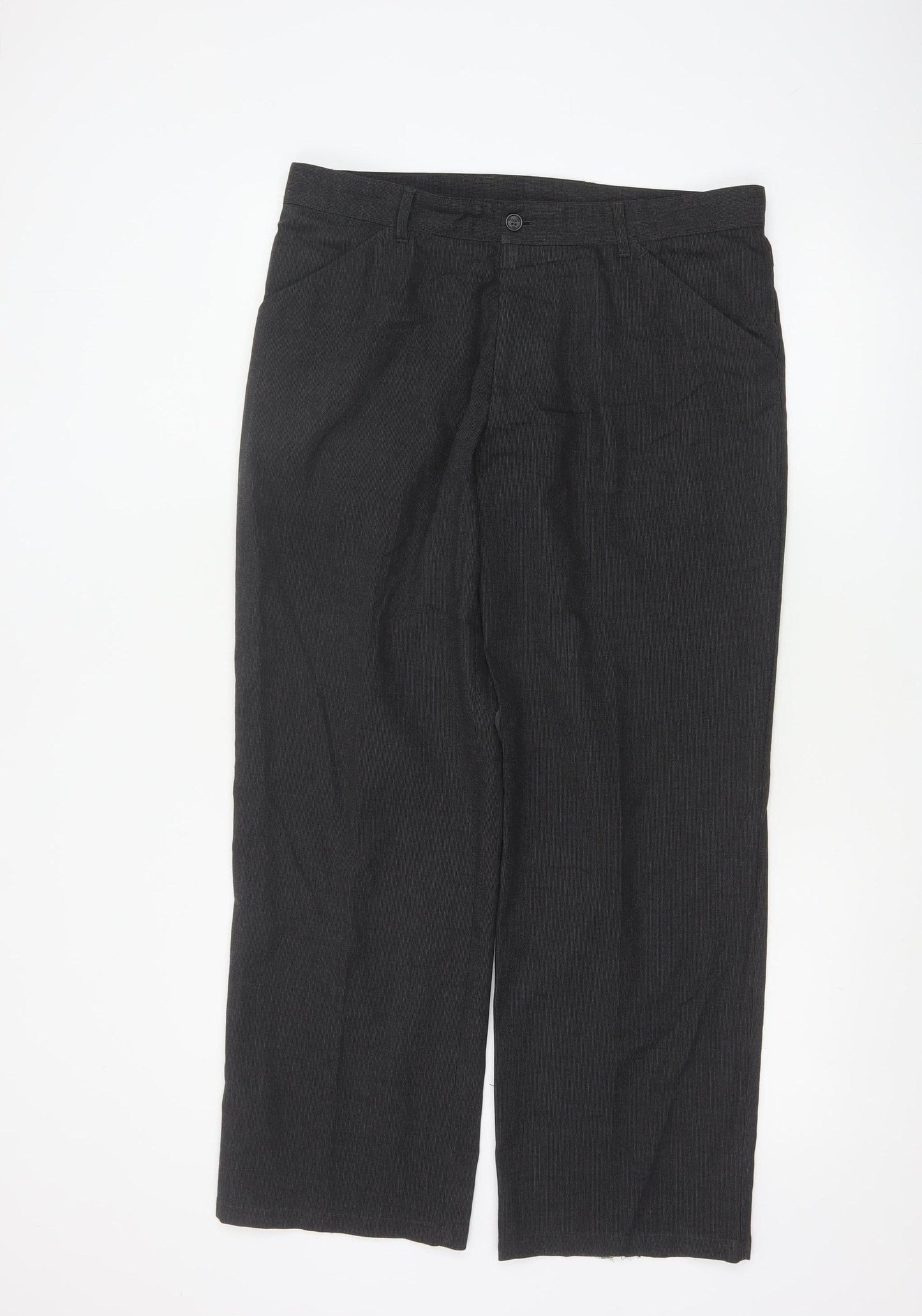 Marks and Spencer Men's Grey Regular Fit Stretch Trousers 34W 29L