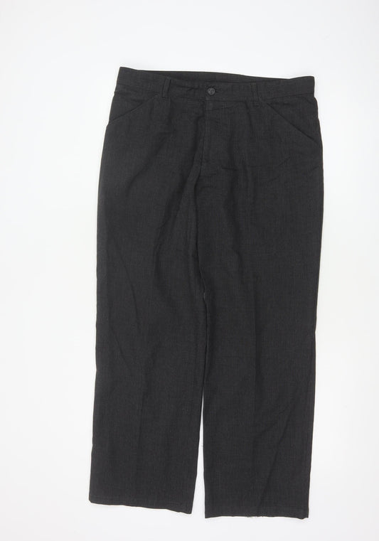 Marks and Spencer Men's Grey Regular Fit Stretch Trousers 34W 29L