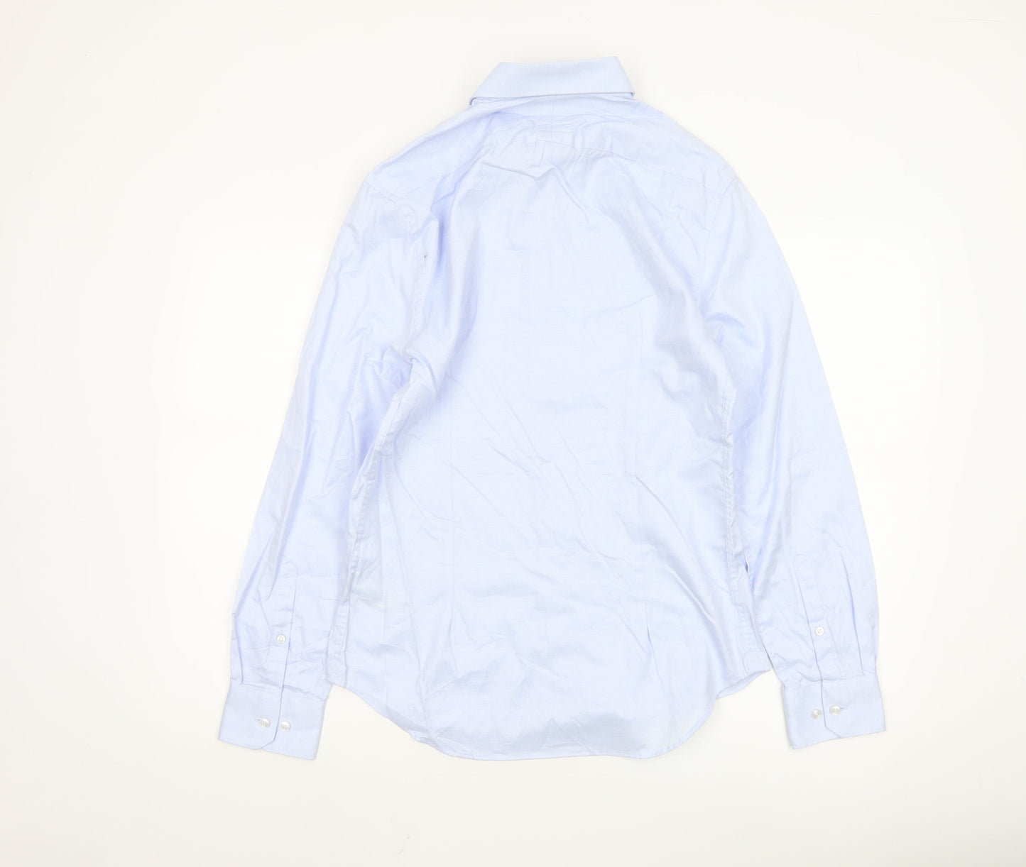 Marks and Spencer Men Blue Slim Fit Long Sleeve Cotton Shirt Size 15
