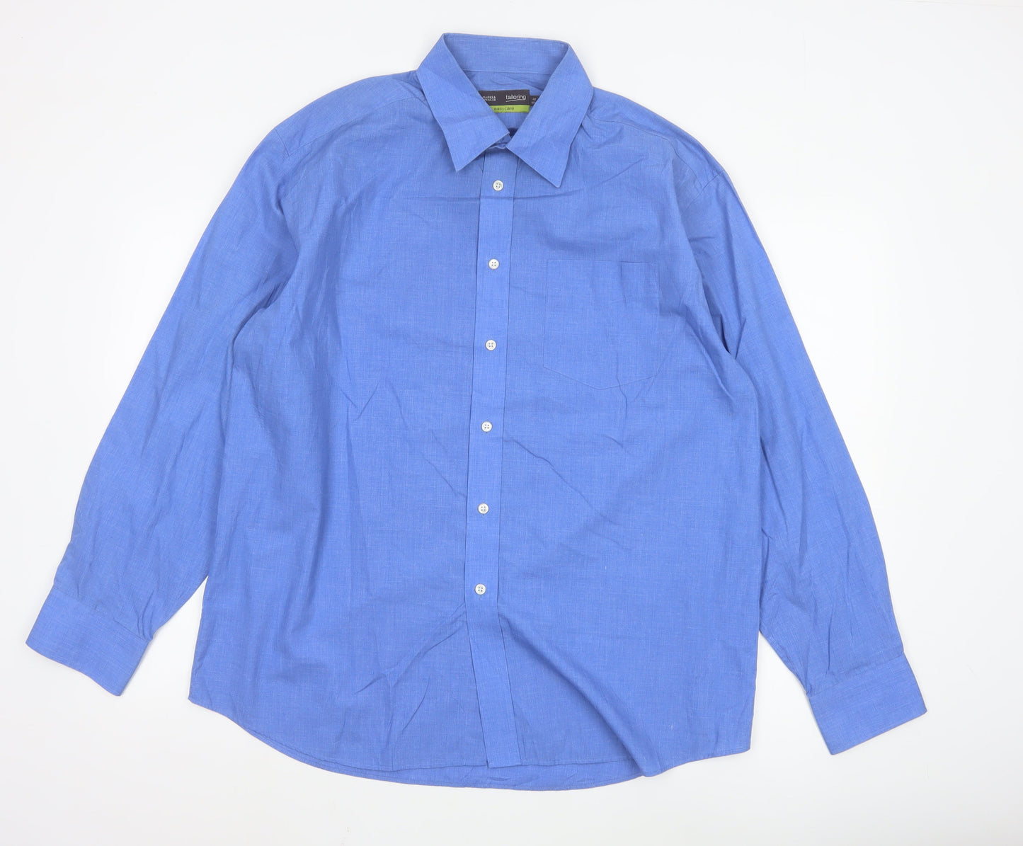 Marks and Spencer Blue Easy Care Long Sleeve Shirt Men's 16.5in 42in