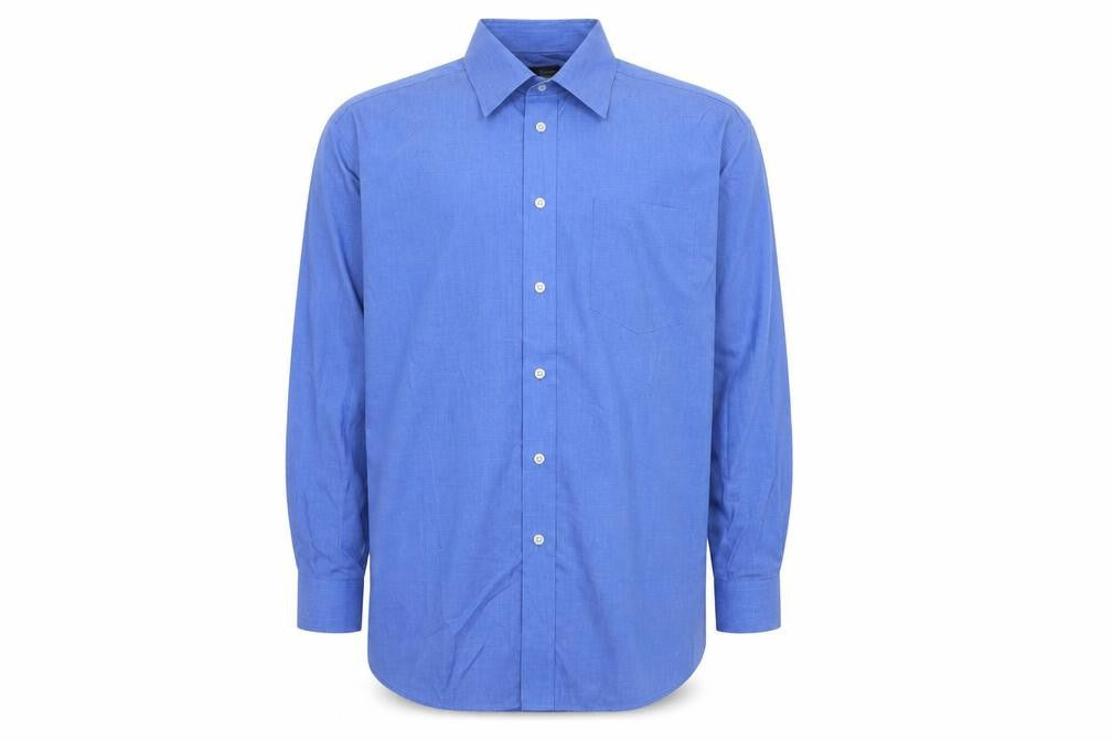 Marks & Spencer Blue Easy Care Long Sleeve Shirt Men's 16.5in 42in