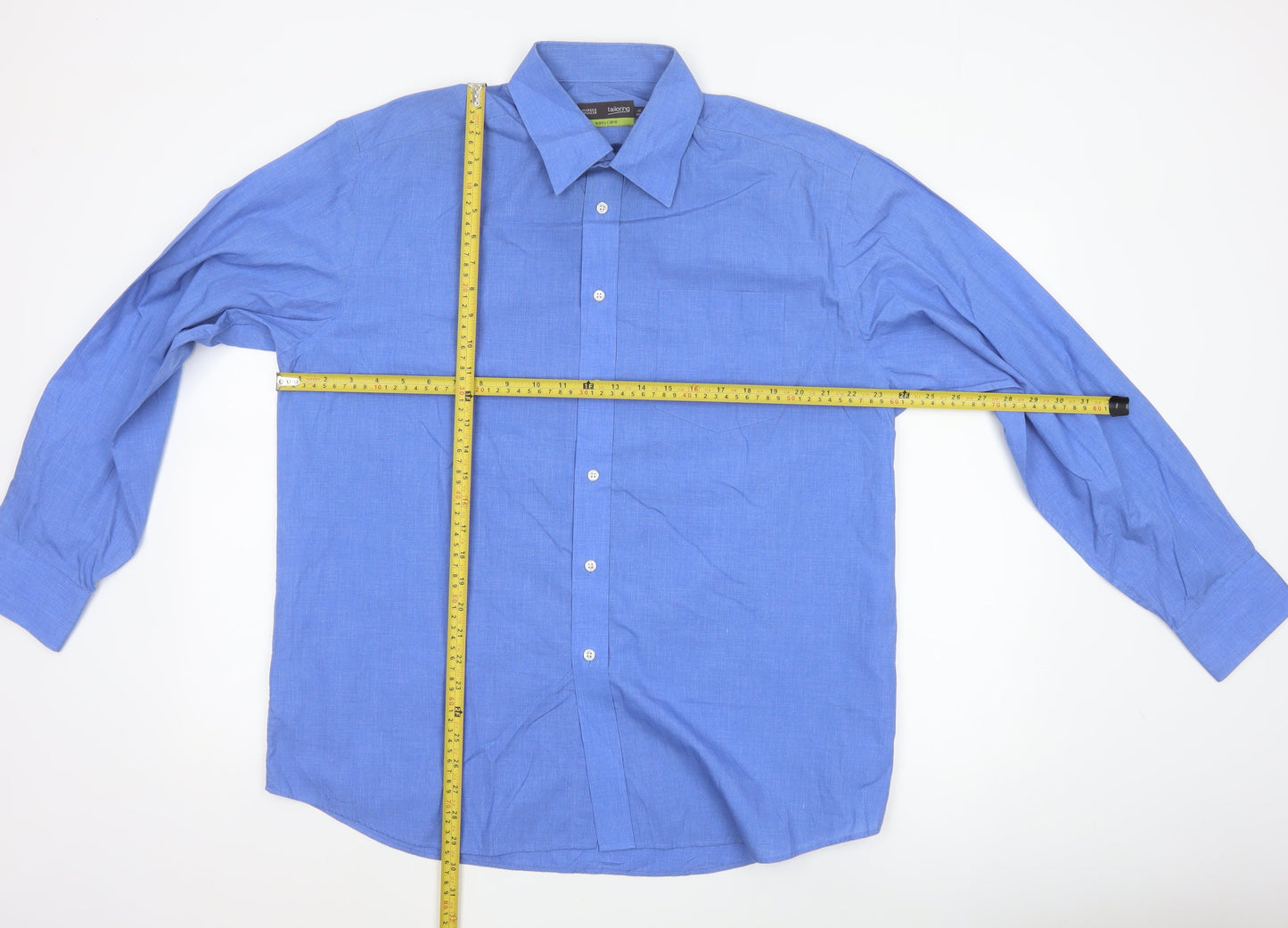 Marks and Spencer Blue Easy Care Long Sleeve Shirt Men's 16.5in 42in