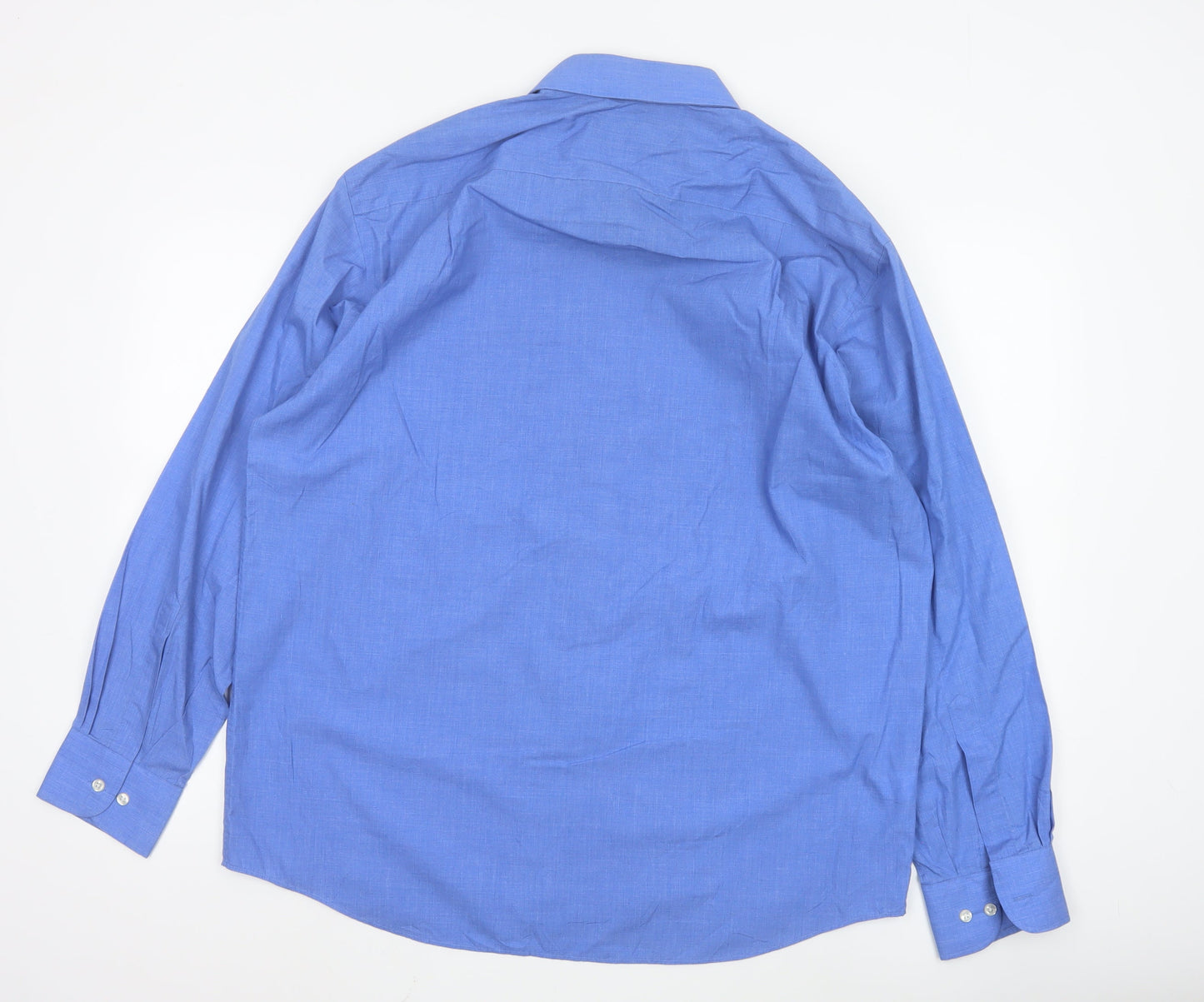 Marks and Spencer Blue Easy Care Long Sleeve Shirt Men's 16.5in 42in
