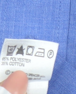 Marks and Spencer Blue Easy Care Long Sleeve Shirt Men's 16.5in 42in