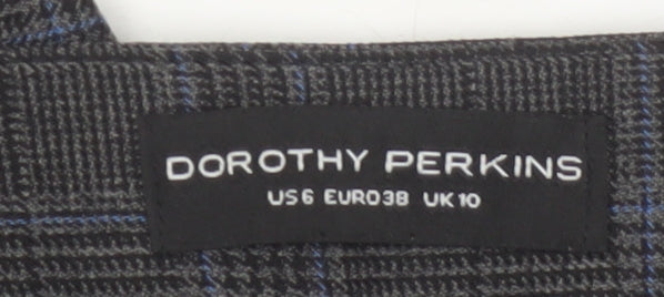 Dorothy Perkins Women's Grey Check Trousers UK 10 Slim Fit Ankle Length