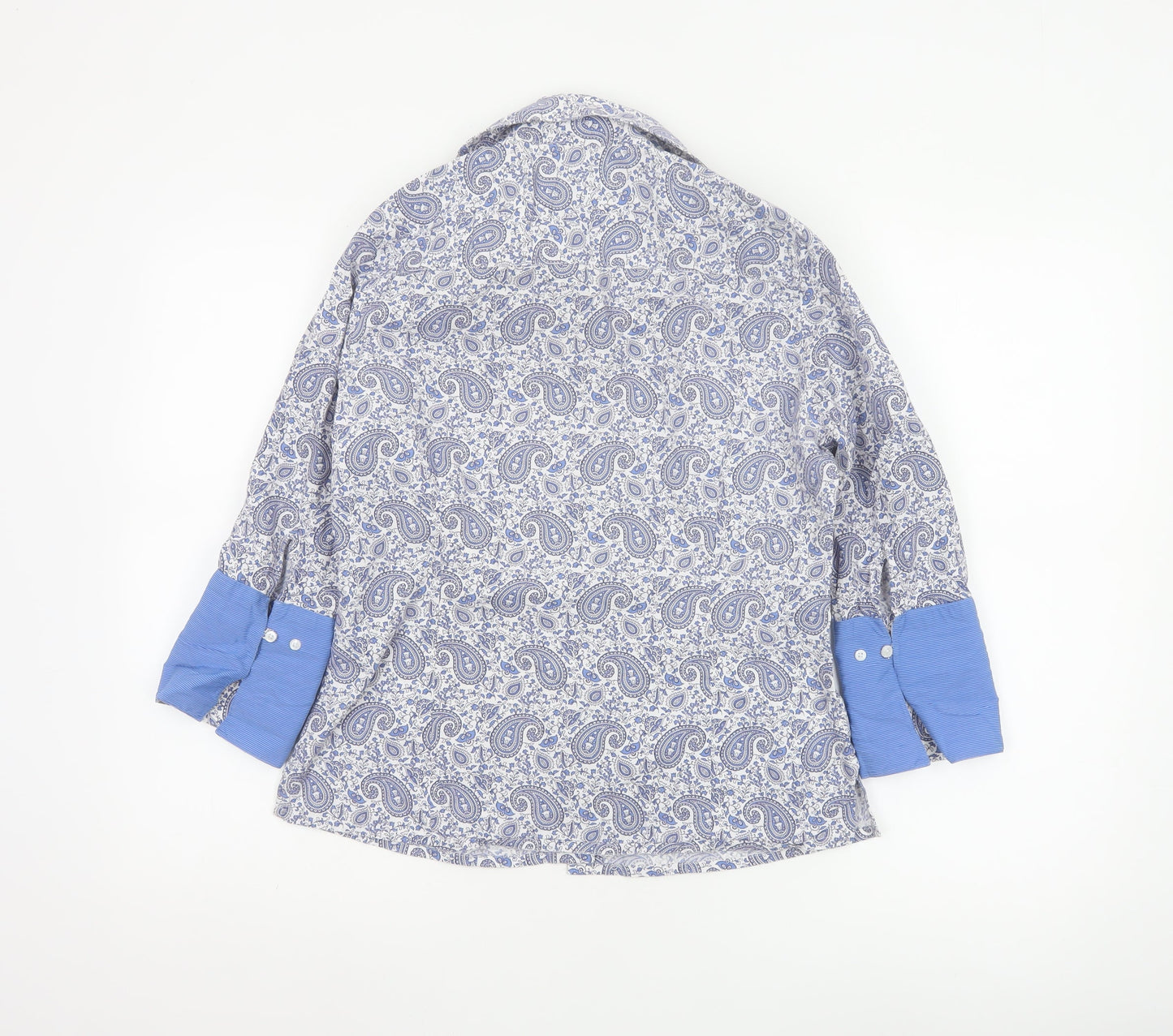 Austin Reed Womens Blue Paisley Cotton Button-Up Shirt Size 12