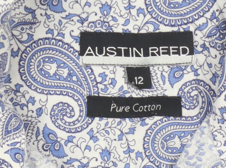 Austin Reed Womens Blue Paisley Cotton Button-Up Shirt Size 12