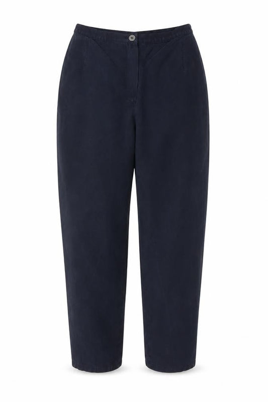 Marks and Spencer Women Dark Navy 14L Wide-Leg Trousers Lyocell Blend