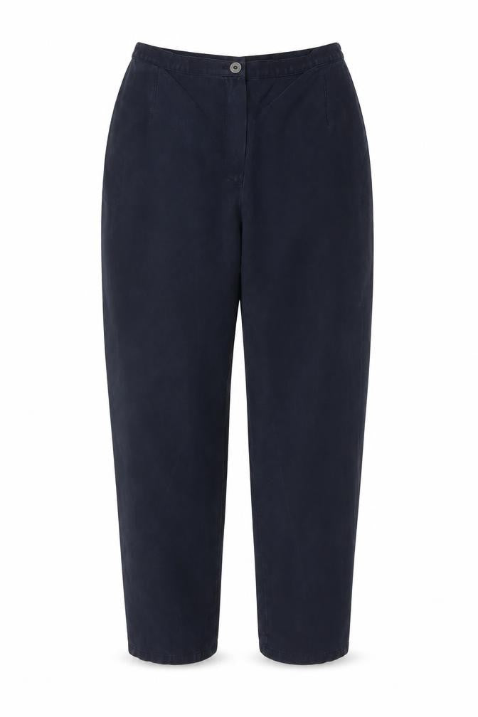 Marks & Spencer Women Dark Navy 14L Wide-Leg Trousers Lyocell Blend