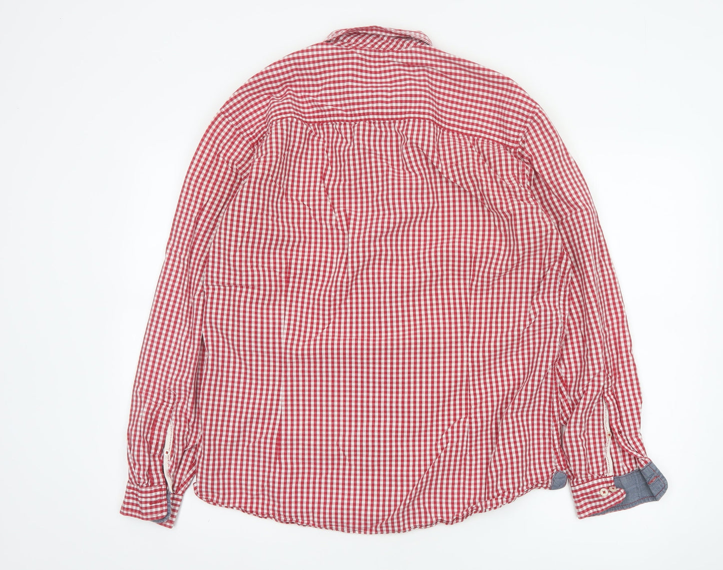 Joules Men's Red Gingham Check Long Sleeve Button-Up Shirt L