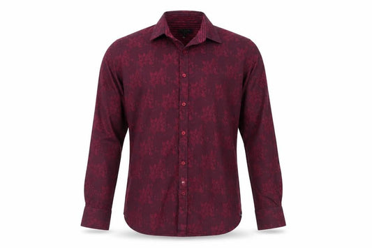 Ted Baker Men's Red Floral Long Sleeve Cotton Button-Up Shirt Size L