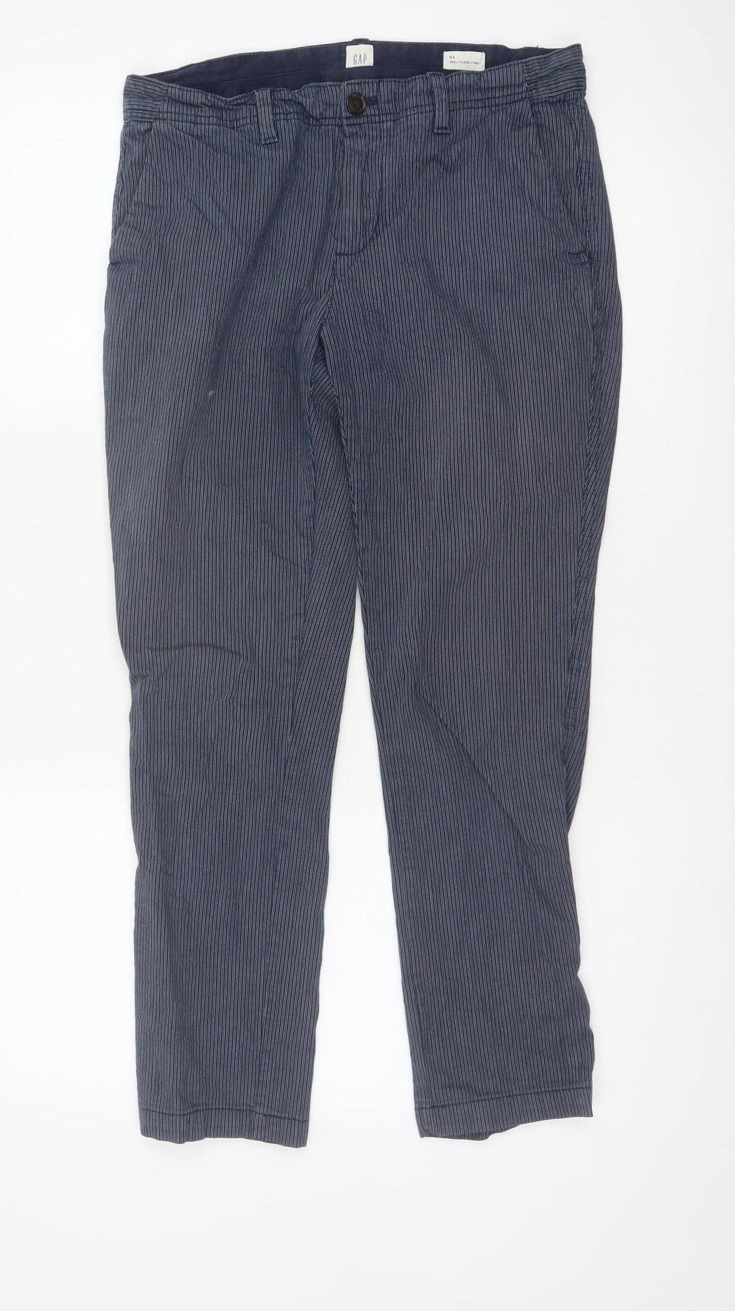 GAP Women’s Blue Striped Chino Trousers Size 8 Cotton Stretch