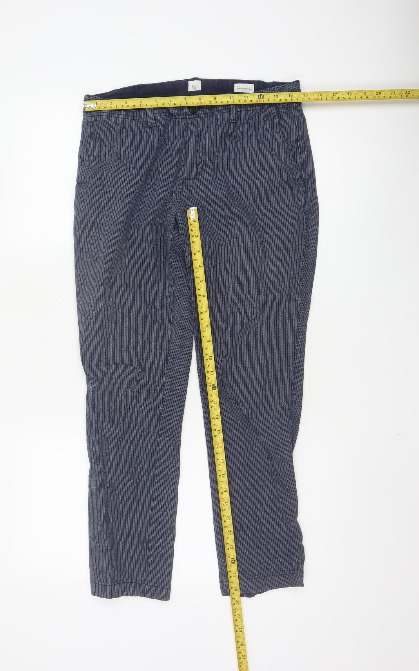 GAP Women’s Blue Striped Chino Trousers Size 8 Cotton Stretch