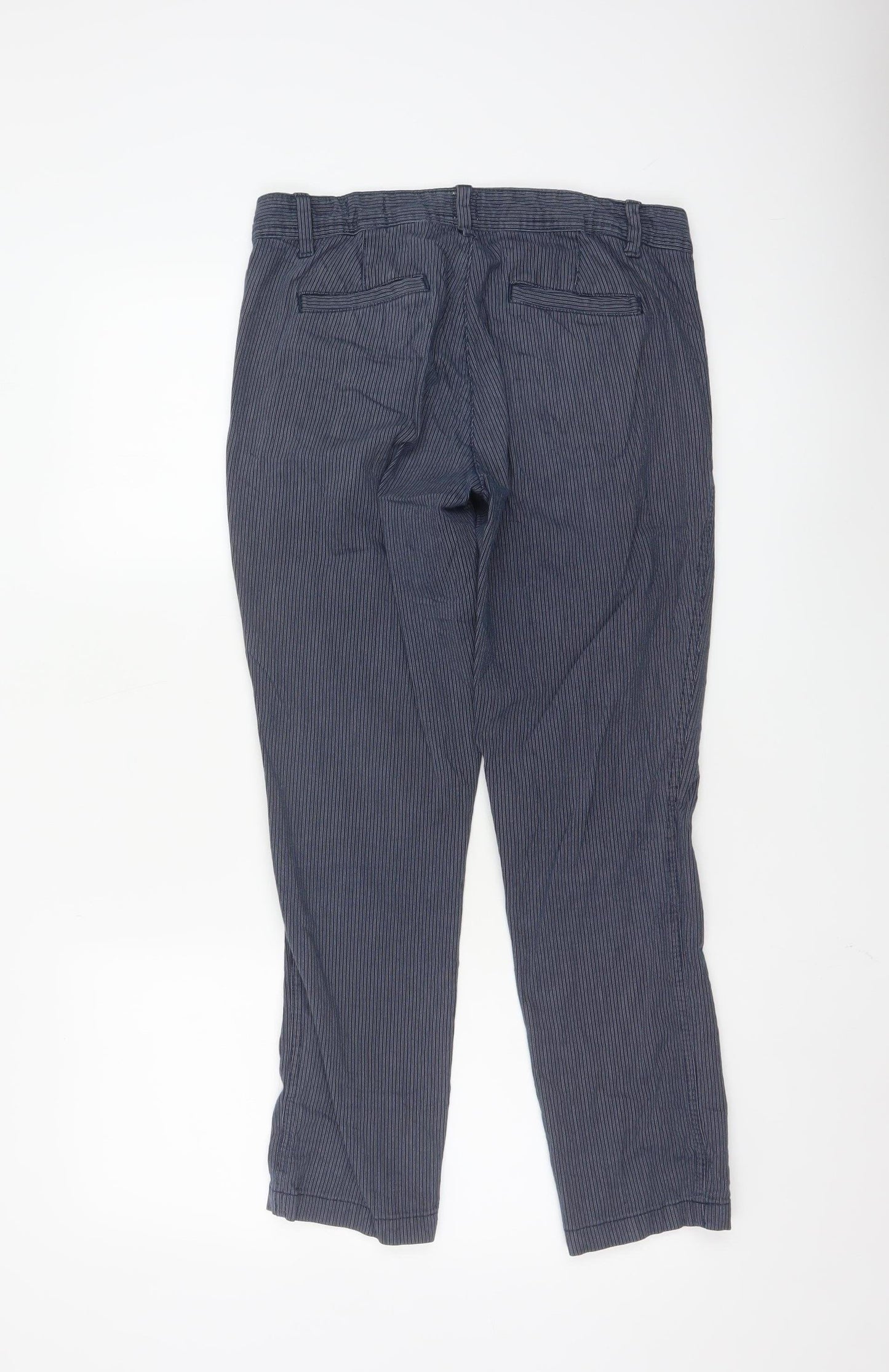 GAP Women’s Blue Striped Chino Trousers Size 8 Cotton Stretch