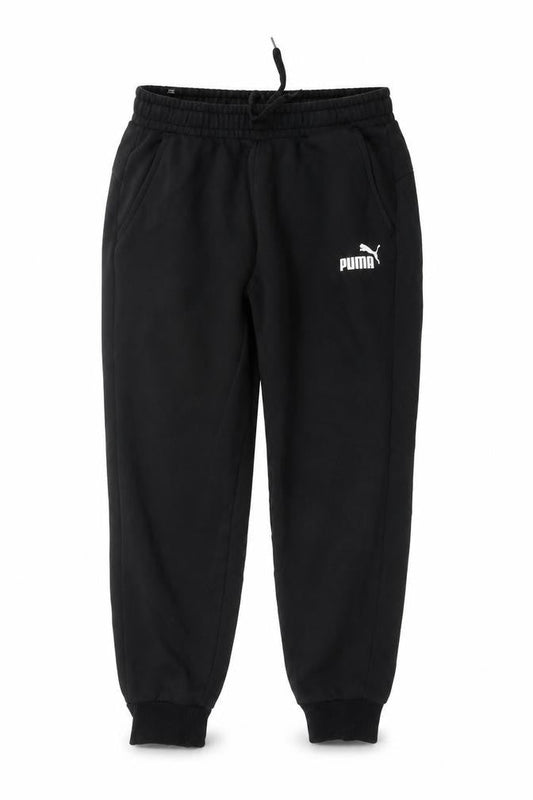 Front view of Puma Men's Black Jogger Trousers Medium Regular Fit Fleece
