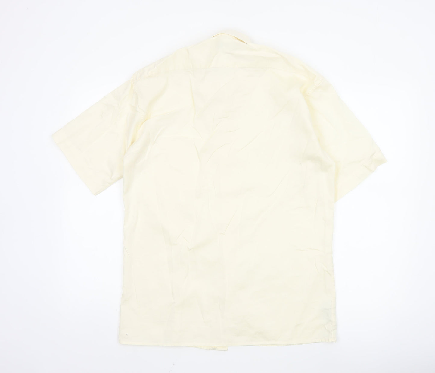 Marks and Spencer St Michael Men's Ivory Short Sleeve Button-Up Shirt Size 15