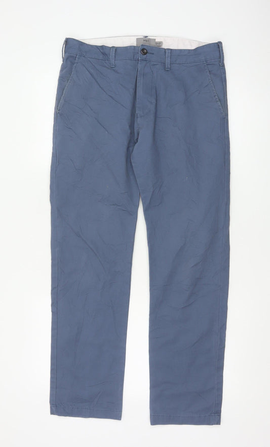 Marks and Spencer Men's Blue Chino Trousers 32W 31L Straight Fit