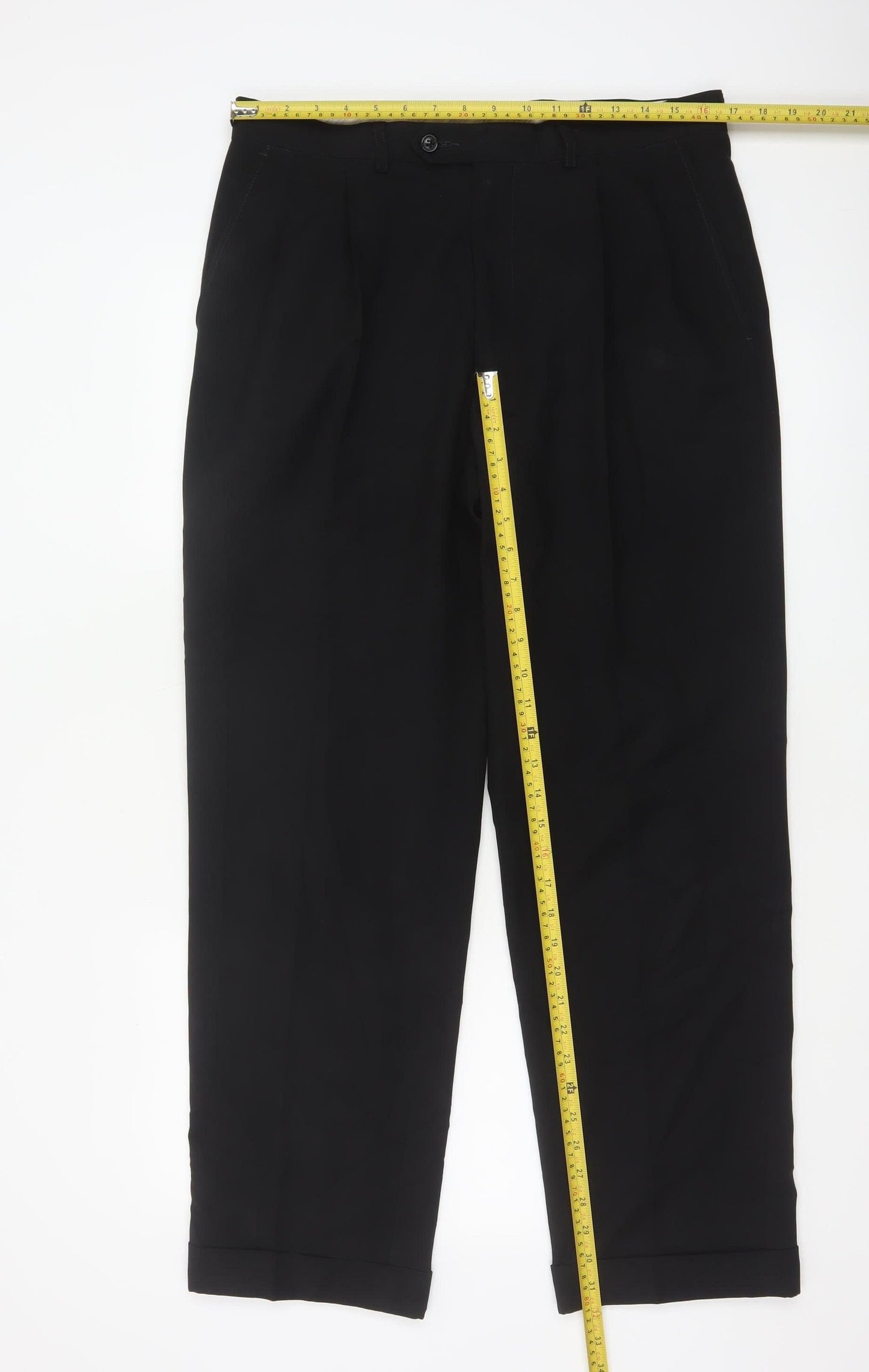 Marks and Spencer Men's Black 34x31 Pleated Dress Pants