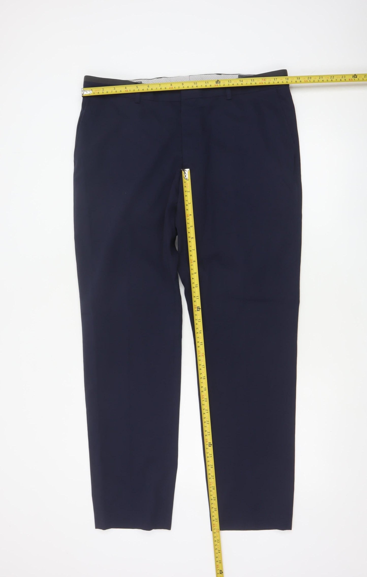 Peter Werth Men's Blue Slim Fit Dress Trousers Size 36L Formal