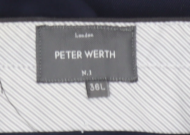 Peter Werth Men's Blue Slim Fit Dress Trousers Size 36L Formal