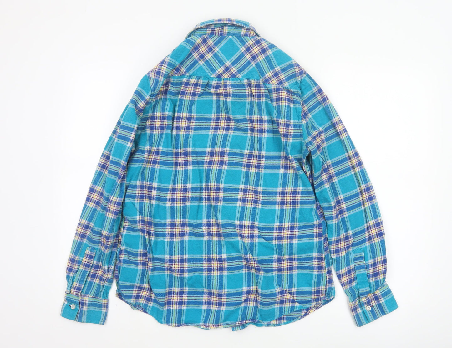 Lands' End Women's Blue Plaid Flannel Button-Up Shirt Size M
