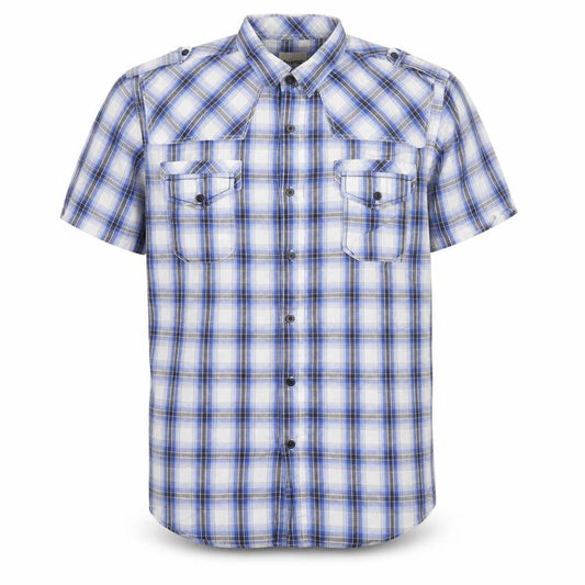 Crafted Men's Blue Check Short Sleeve Button-Up Shirt XL
