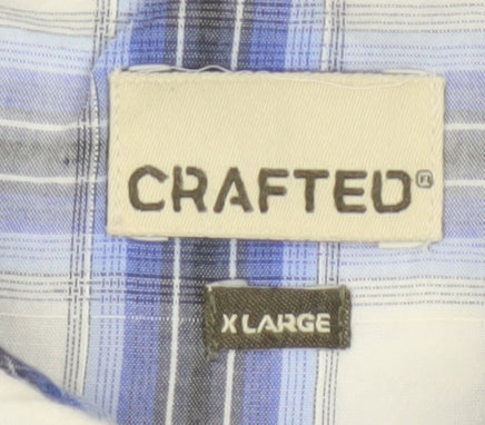 Crafted Men's Blue Check Short Sleeve Button-Up Shirt XL