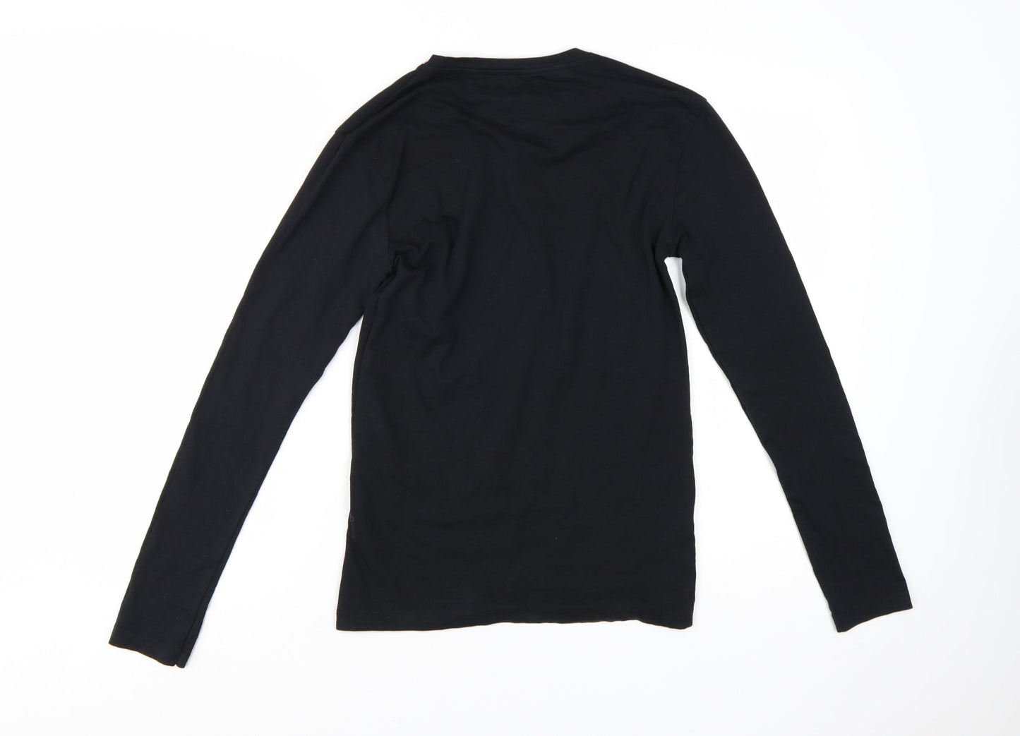 ZARA Men’s Black Slim Fit Long Sleeve Cotton T-Shirt Size S