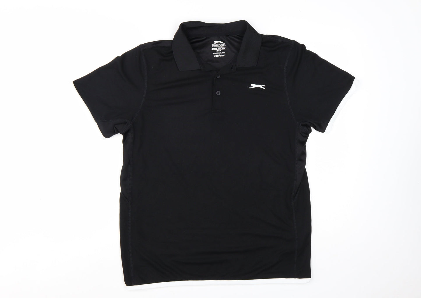 Slazenger Men's Black Polo Shirt Size L Moisture Wicking Activewear