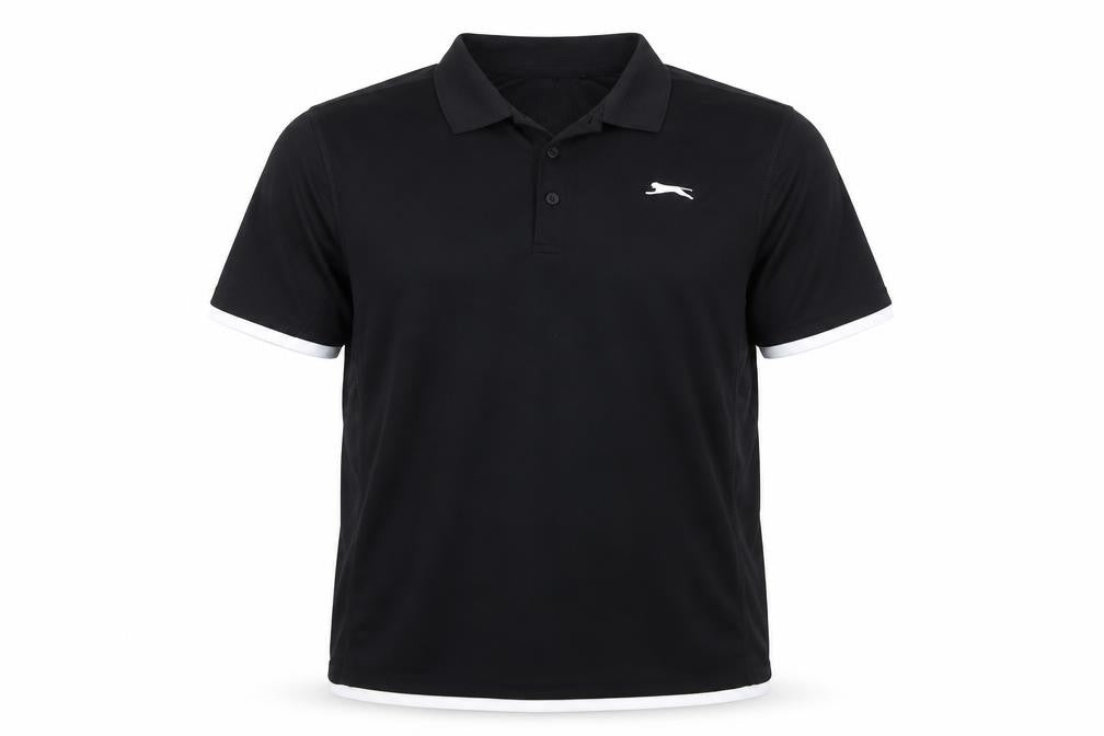 Slazenger Men's Black Polo Shirt Size L Moisture Wicking Activewear