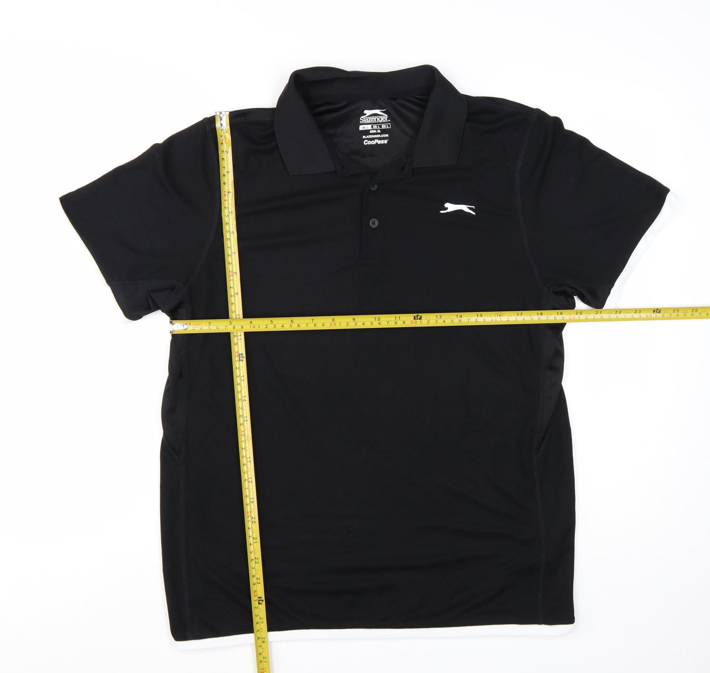 Slazenger Men's Black Polo Shirt Size L Moisture Wicking Activewear