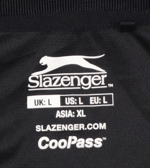 Slazenger Men's Black Polo Shirt Size L Moisture Wicking Activewear