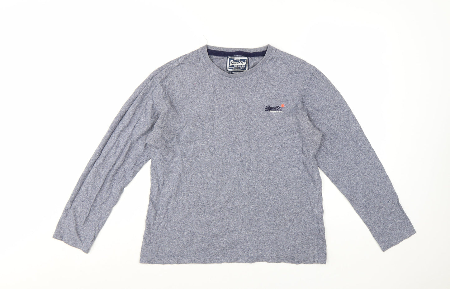 Superdry Men's Grey Long Sleeve Crew Neck Cotton T-Shirt Size L