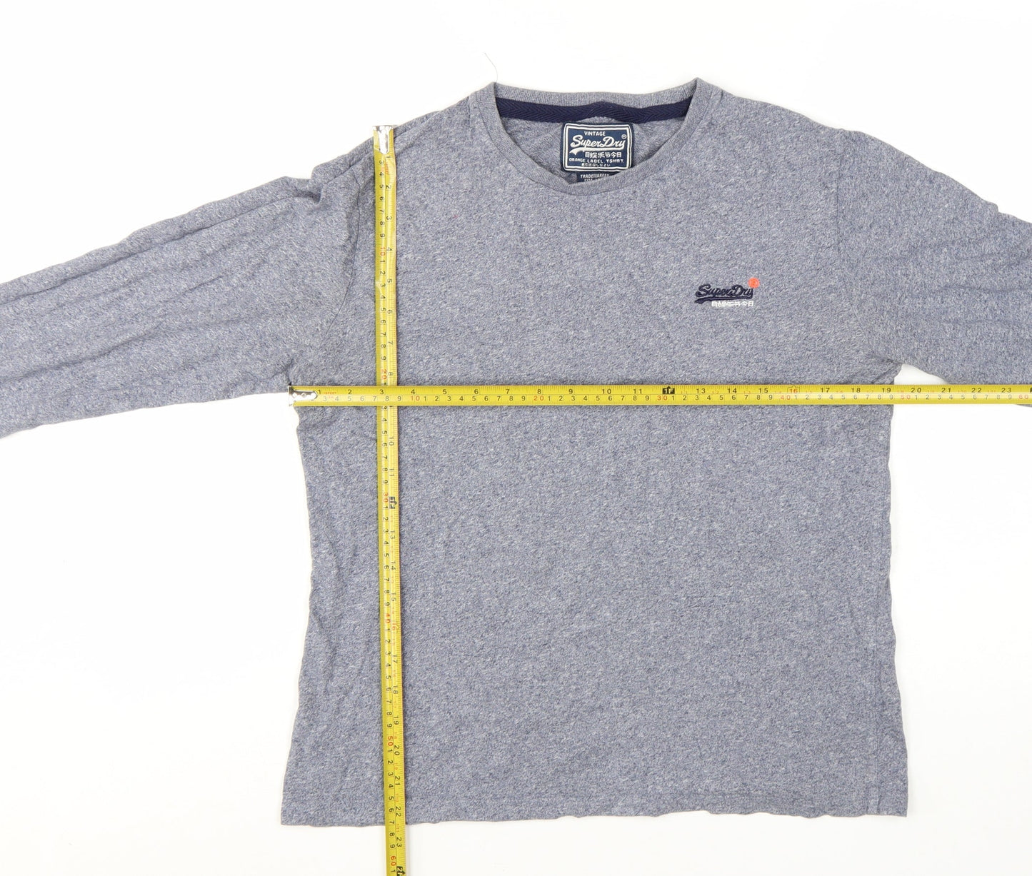 Superdry Men's Grey Long Sleeve Crew Neck Cotton T-Shirt Size L