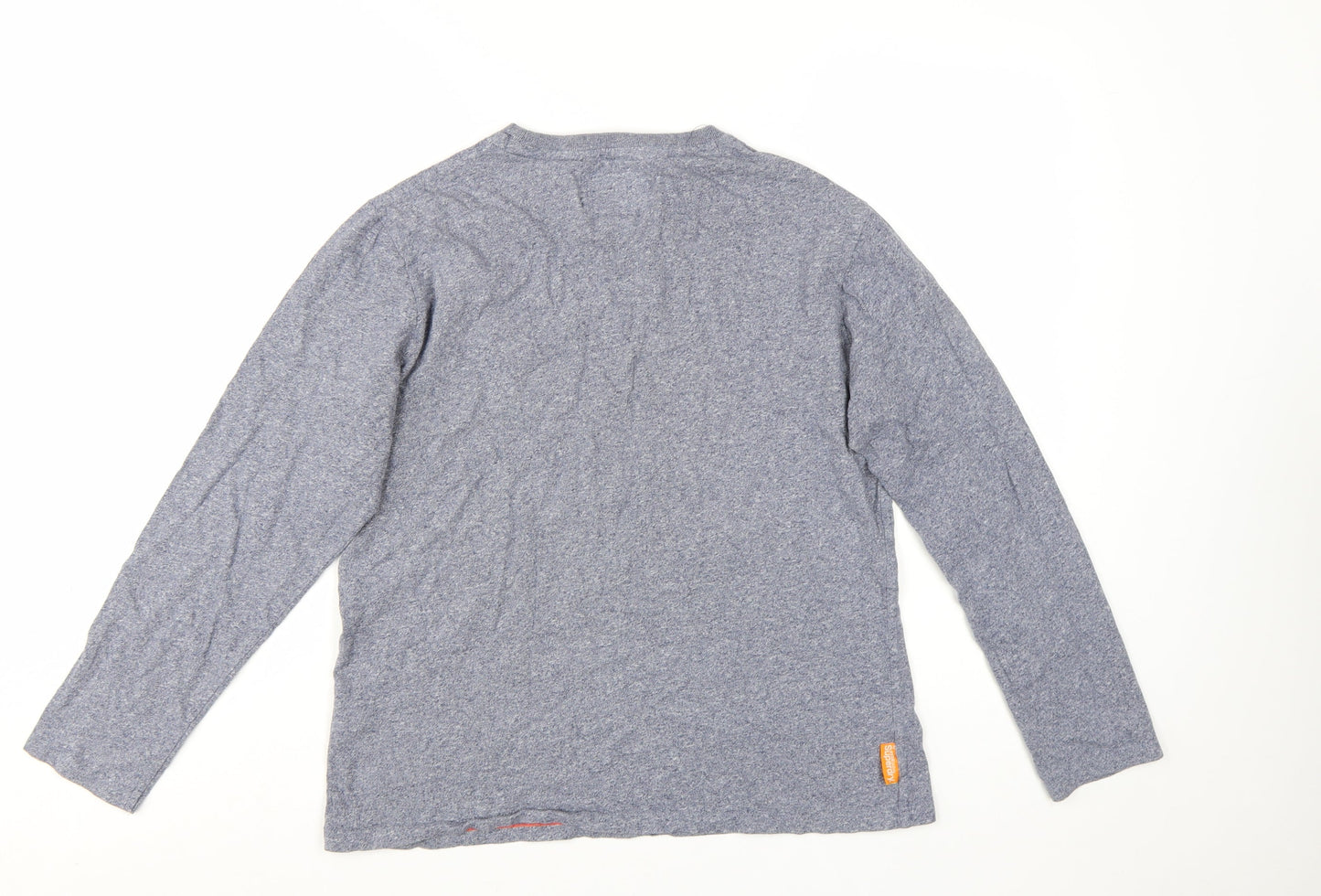 Superdry Men's Grey Long Sleeve Crew Neck Cotton T-Shirt Size L