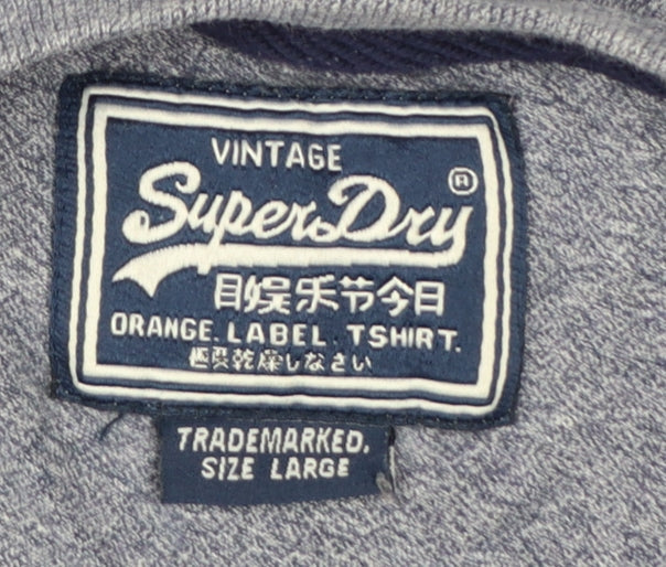 Superdry Men's Grey Long Sleeve Crew Neck Cotton T-Shirt Size L